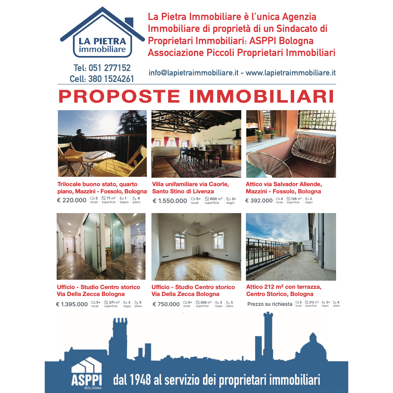 PROPOSTE IMMOBILIARI IN PRIMO PIANO “Gennaio 2023” La pietra immobiliare di ASPPI Bologna