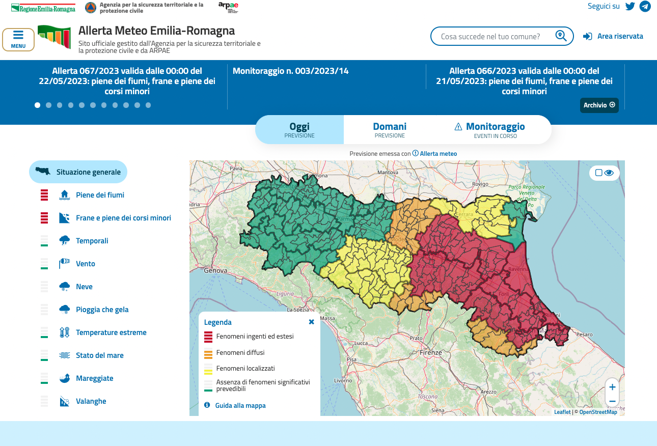 Allerta Meteo Emilia Romagna. Consultate il sito ufficiale gestito dall’Agenzia per la sicurezza territoriale e la protezione civile e da ARPAE